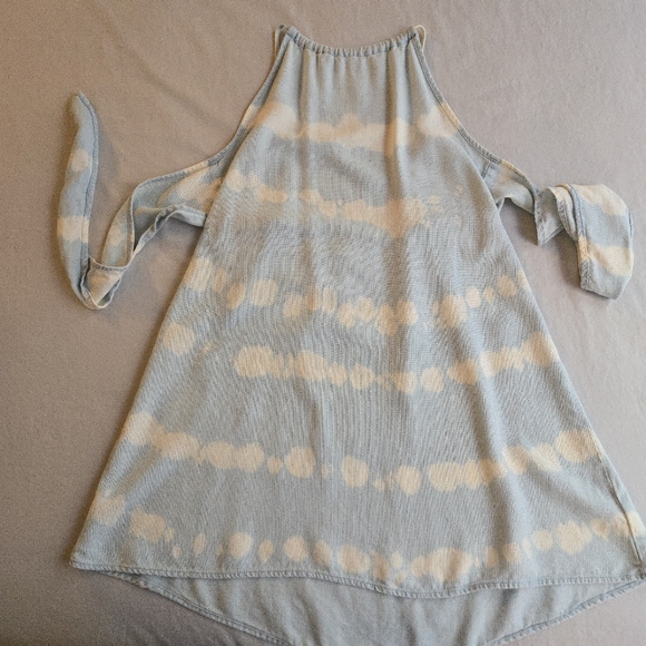 Anthropologie Cloth & Stone Tie-Dye Swing Mini Dress Cloud Blue & White - Picture 2 of 13